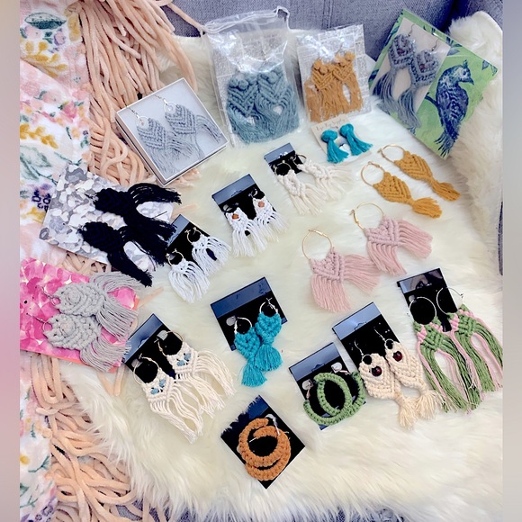 HaNdMaDe BÖHÖ fRiNgY MaCrAmÉ» 925s sTeRliNg SiLvEr [STAMPED] BoHeMiAn EaRrInGs - Picture 3 of 17